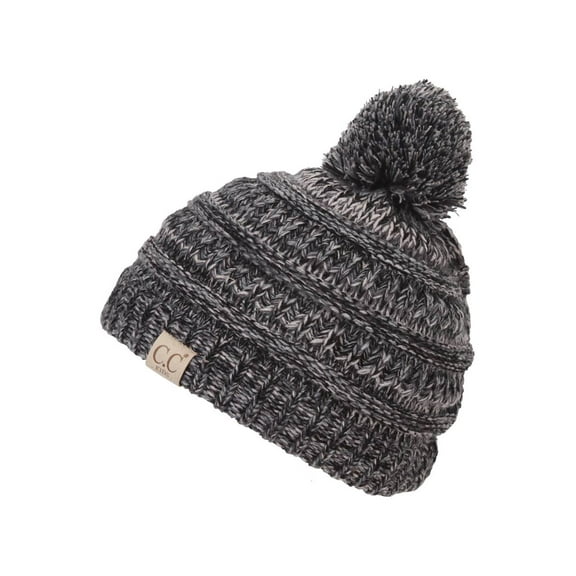 Gravity Threads Kids Beanie 4 Tone Fun w Pom- Grey/Black