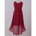 thumbnail image 6 of iEFiEL Kids Girls Sleeveless Sparkly Rhinestone High-low Hem Dress for Birthday Party Burgundy-A 12, 6 of 7