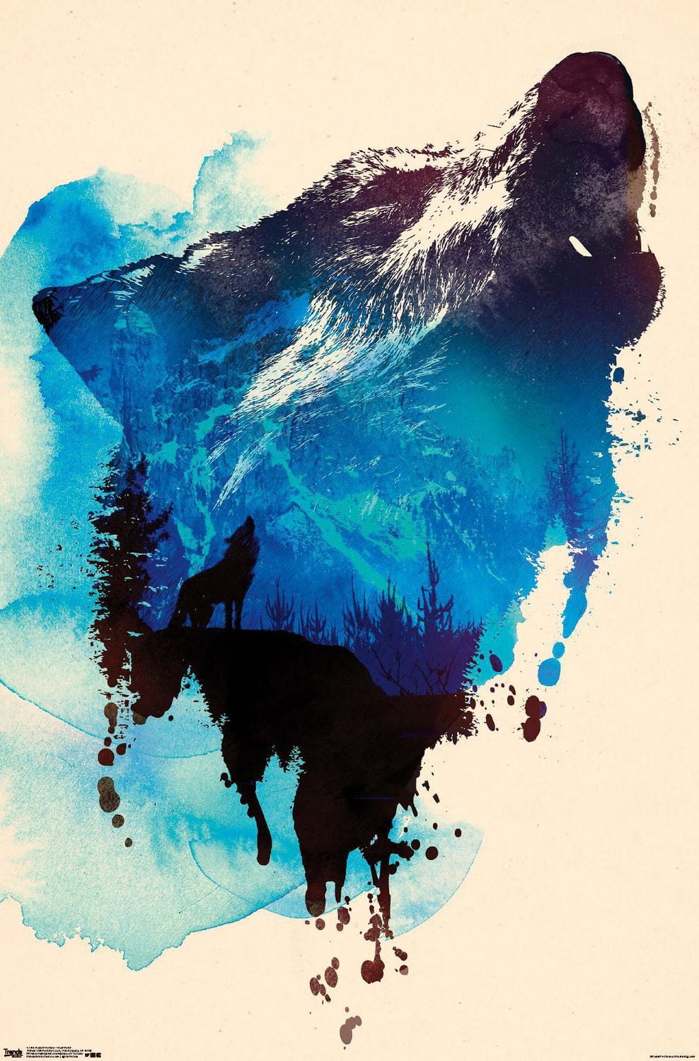 Robert Farkas - Wolf Paint Wall Poster, 22.375" x 34"