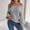 Grey, variant on DuoJiaJ Women Casual Hollow Out Sweater Off Shoulder Neck Sleeve Knitted Pullover Sweaters Womens Fall Sweater Pullover Blue L