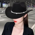 thumbnail image 6 of Segolike Western Cowboy Hat Sun Hat Fedora Hat for Travel Outdoor Music Festival Dress C Black, 6 of 8