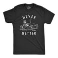 thumbnail image 1 of Mens Never Better T Shirt Funny Partying Dead Skeleton Coffin Tee for Guys (Heather Black - BETTER) - XXL, 1 of 3