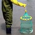 thumbnail image 3 of Sonducket Red de pesca de flotabilidad de 3 capas con bolas flotantes, cebo vivo plegable para exteriores, accesorios de pesca para jaula de Pescar, 3 of 6