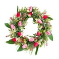 thumbnail image 2 of COM1950s Spring Wreath for Front Door,Colorful Artificial Tulip and Greenery Decor with Lifelike Flowers and Leaves for Porch,Indoor Outdoor Home,Year-Round Welcome Decoration, 2 of 5