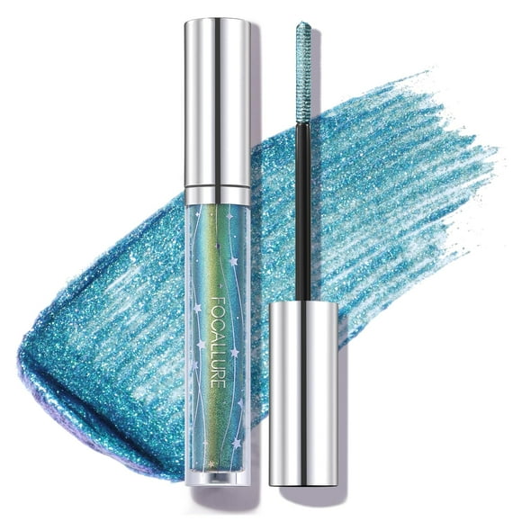FOCALLURE Star Drifter Glitter Mascara,Define Long Lasting Curling Eyelashes,Lightweight & Dries Quickly,Soft Gel Formula Mascara Create a Subtle Shimmer Look to your Eyelashes,GN01 OASIS OF SPACE