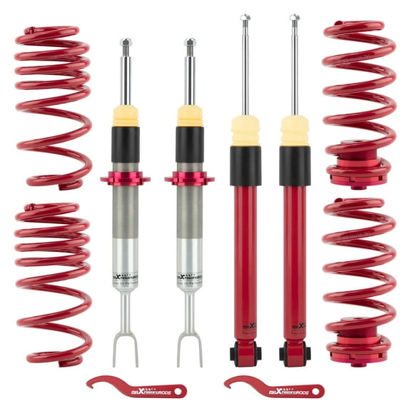 maXpeedingrods Coilovers for Audi A4 Avant 2000-2008, for Audi A4 Convertible 2002-2009, Height Adjustable Coilovers Suspension Kit, Preset Damping Shock Absorber, Lowering Kit Struts Red