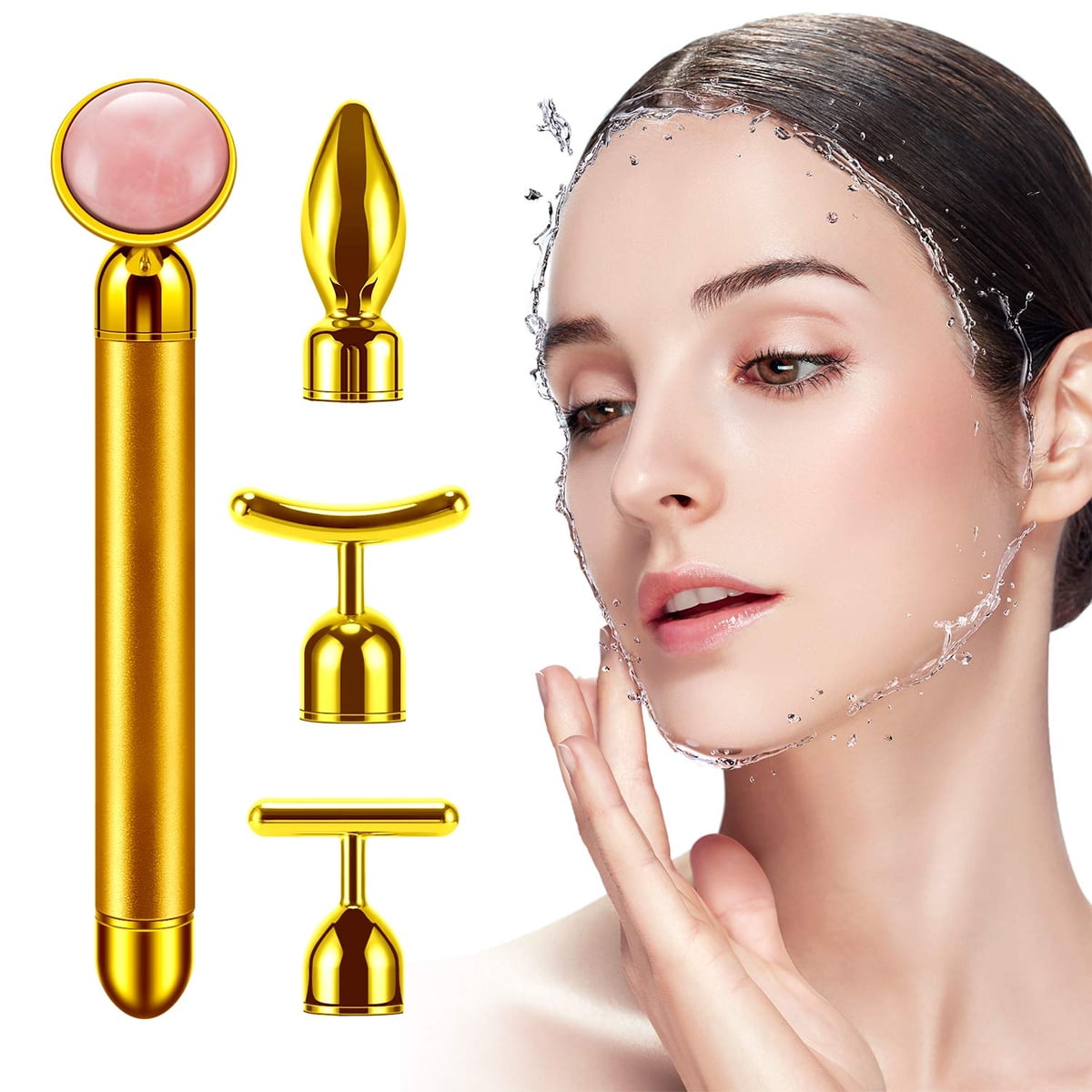 4-in-1 Face Massager Roller 24k Golden Face Roller, Arm Eye Nose Massage for Face Facial Massager Skin Care Tools - Gold