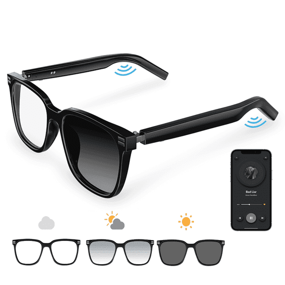 Tersanhong Smart Glasses with Speaker for Men&Women,AI Blutooth  Sunglasses with AI Voice Assistant,Hands-Free Calling for Driving,Traveling,