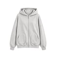 thumbnail image 4 of Arlun Zip up Hoodies for Women 2026 Fall Winter Full Zipper Casual Long Sleeve Sweatshirt Jackets Plus Size Loose Soft Cozy Pure Color Basic Warm Outerwear with Pockets Grey XL, 4 of 4