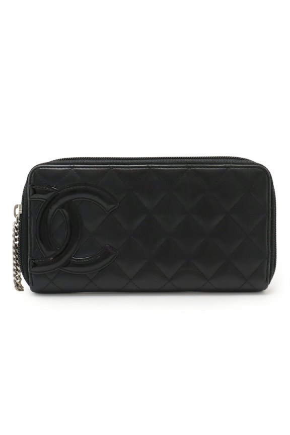 Pre-Owned CHANEL Cambon Line Coco Mark Round Long Wallet in Soft Calf Leather,... (Fair)