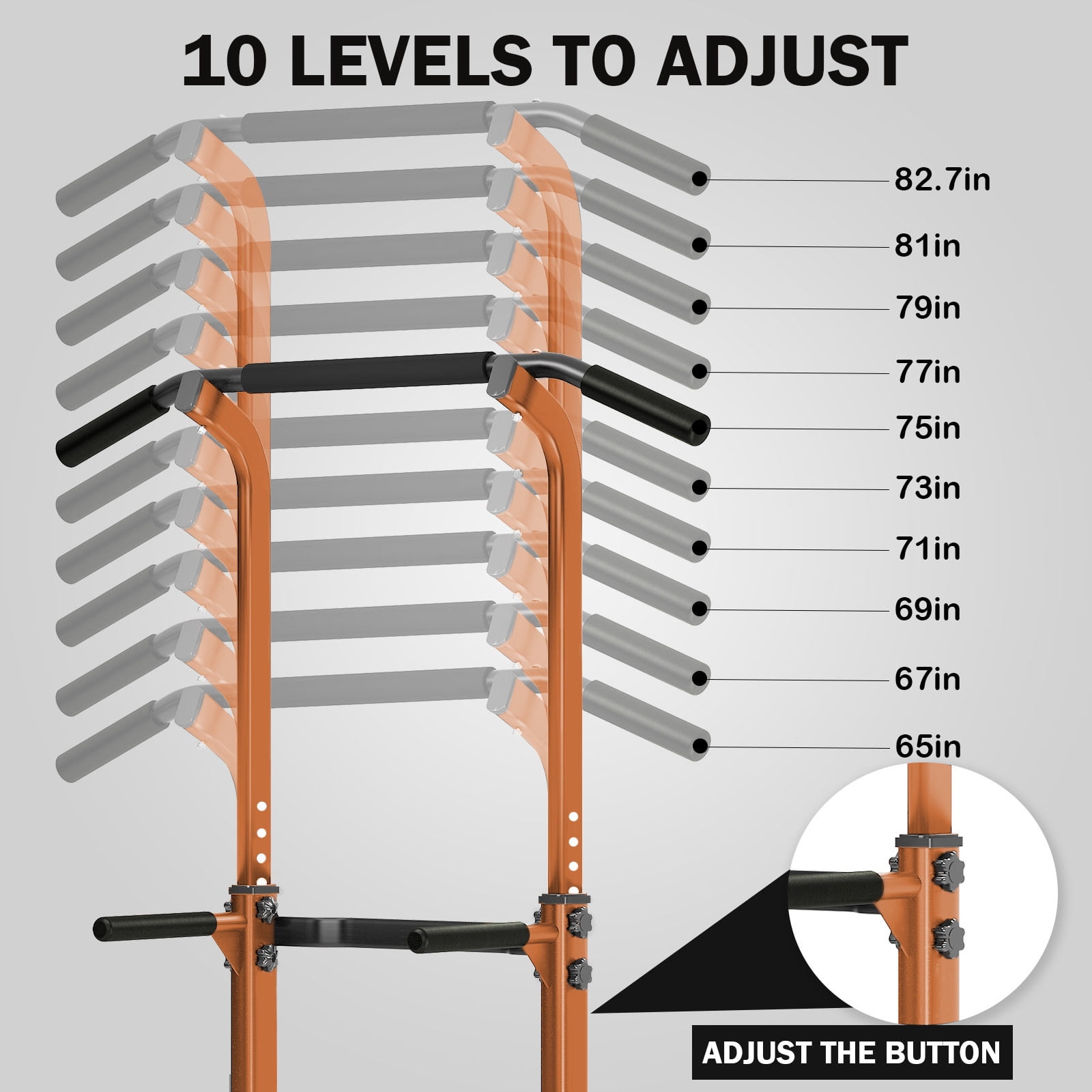 SogesPower Adjustable 83"H Pull up Bar Power Tower Multifunctional Fitness Station for Home