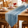 thumbnail image 2 of Blue Farmhouse Table Runner Linen Burlap Table Runner 72 Inches Long Vintage Wooden Country Dresser Scarves for Kitchen Island Coffee Dining Room Party Wedding Banquet Holiday Decoration 18"x72", 2 of 8
