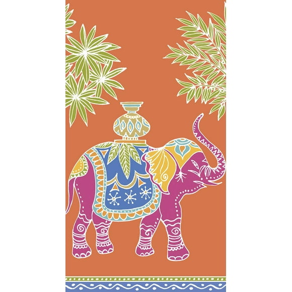 Caspari Serviettes à Main Jetables, Serviettes Décoratives en Papier pour Invités pour Salle de Bain Ou Serviettes en Papier Serviettes de Table Safari Jungle Éléphant Royal Orange Pak 30