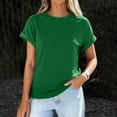 thumbnail image 2 of Lumtrix Womens Oversized T Shirts Summer Rolled Short Sleeve Tops Casual Loose Fit Basic Crew Neck Tees Green M, 2 of 6