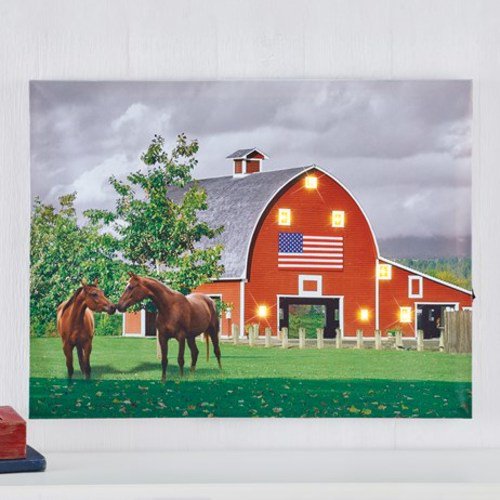 Lighted Rustic Patriotic Barn Canvas Wall Art