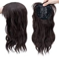 thumbnail image 6 of Benehair Mix Brown Wave Curl Hair Toppers with Bangs for Women with Thinning Hair Synthetic Hair Extensions Clip in Hair Top Invisible Seamless Hairpieces 14 inches, 6 of 7