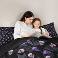 thumbnail image 4 of Homewish Gothic Skeleton Queen Comforter Set for Teens, Halloween Skull Graffiti Comforter Sets Queen, Black Reversible, 3-Piece, 1 Comforter and 2 Pillowcases, 4 of 6