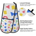 thumbnail image 2 of Yayeee Double Oven Mitt Kitchen Heat Resistant Baking 35" x7" Quilted Glove, Blue Retro Triangles, 2 of 6