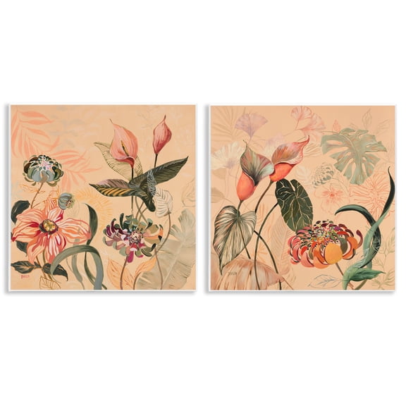 Stupell Industries Elegant Flower Organics Floral Painting Unframed Art Print Wall Art, 12 x 12, Set of 2