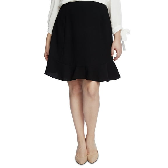 CeCe Women's Plus Size a-Line Flounce-Hem Skirt Black Back Zipper Size 18W