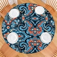 thumbnail image 2 of Colorful and Functional Round Table Cover, Boho Floral Design with Elasticated Edge, Fits Tables Up to 56 Inches in Diameter, 2 of 7