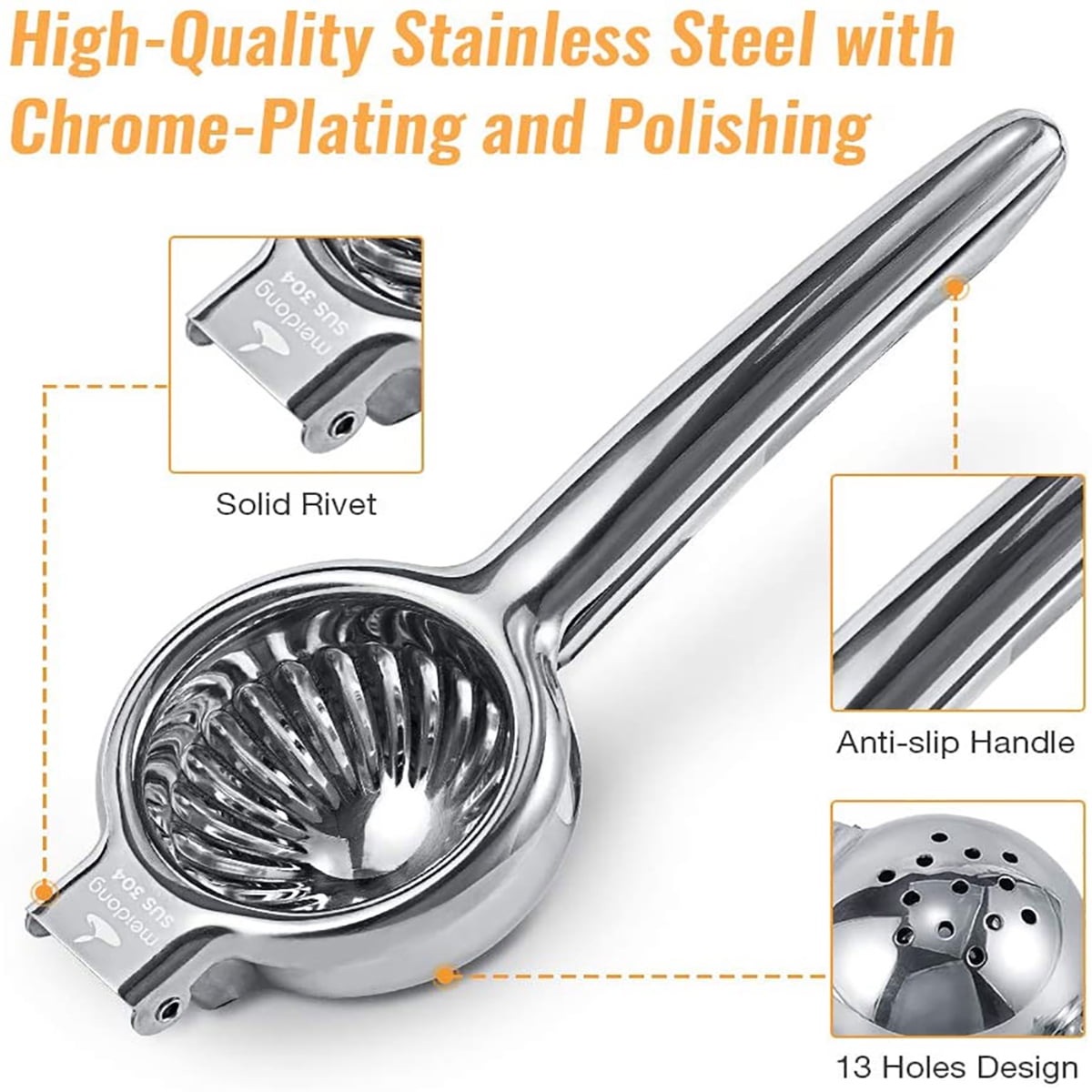 Kepooman 3.54" Handheld Stainless Steel Lemon Squeezer for Orange Citrus, Silver Kepooman 3.54" Handheld Stainless Steel Lemon Squeezer for Orange Citrus, Silver