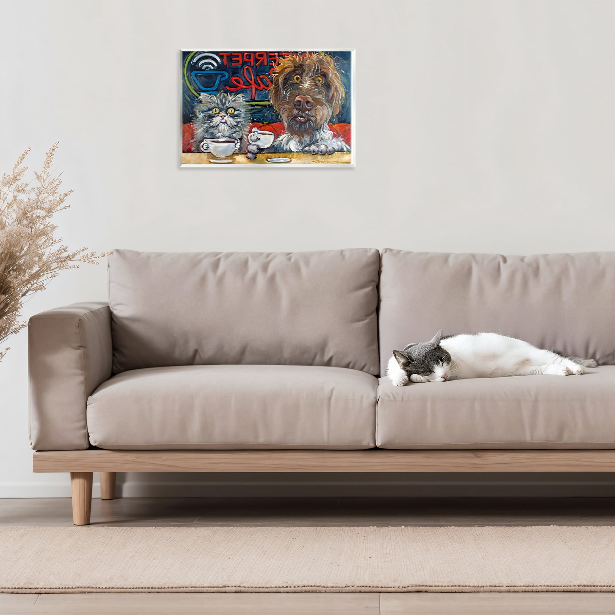 Stupell Industries Pets Wired At The Cafe Wall Plaque Art, design by CR Townsend