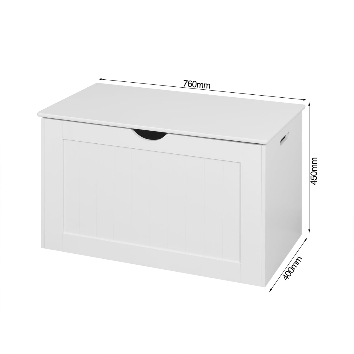 White Lift Top Entryway Storage Cabinet Wooden Toy Box with 2 Safety Hinges