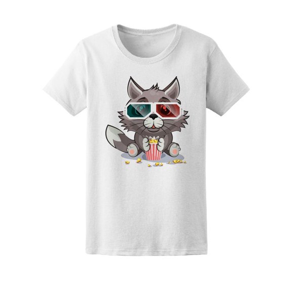 Cute Wolf 3D Movies Popcorns Tee Women's -Image by Shutterstock
