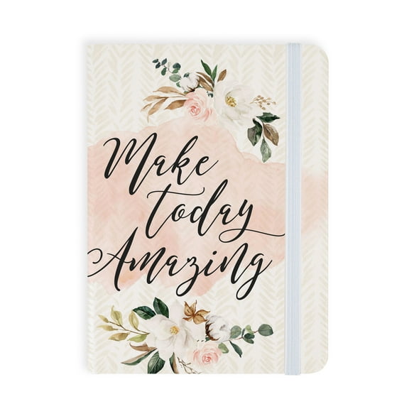 P. Graham Dunn Make Today Amazing Floral Pink 6 x 4 Lined Paper Composition Notebook With Strap