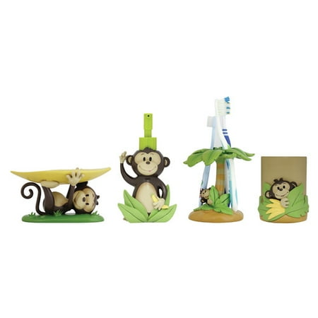 Modona Monkey Kids 4 Piece Bathroom Accessory Set