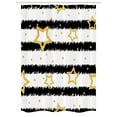thumbnail image 1 of Star Stall Shower Curtain, Golden Stars and Dots with Digital Effect on Striped Pattern Celebration Theme, Fabric Bathroom Set with Hooks, 54W X 78L Inches, Black White Gold, by Ambesonne, 1 of 1