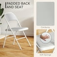 thumbnail image 4 of HOMCOM Metal Folding Chairs with Corduroy Cushion Foldable Chairs White, 4 of 10