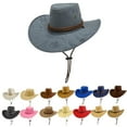 thumbnail image 3 of ZQUUVOU Men's and Women's Cowboy Hats Classic Felt Wide Brim Western Cowboy Cowgirl Hat with Belt Buckle for Casual Dressy Gray, 3 of 3