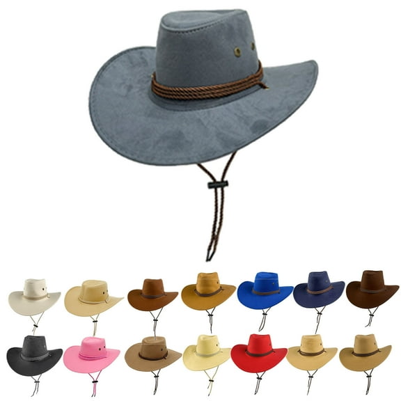 UTSJKR Cowboy Hat, Sun Hat Faux Felt Leather Suede Travel Cap Suede Felt Wide Brim Western Hat Outdoor Sun Protect Beige