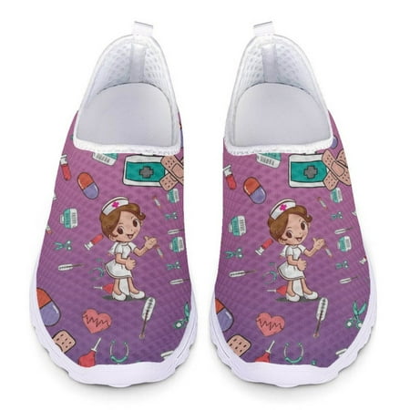 Gradient Medical Equipment Printed Nursing Shoes Summer Breathable Lightweight Ladies Flat Soft Loafers Chaussure Femme Gift