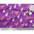 thumbnail image 3 of Soimoi Purple polyester Crepe Fabric Baubles,Reindeer & Snowman Cartoon Printed Craft Fabric by the Yard 42 Inch Wide, 3 of 3