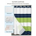 thumbnail image 2 of No Hook Cloth Fabric Shower Curtain with Snap in Liner, Navy Blue Green Stripe Waterproof Shower Curtains Set with See Through Top Window, Modern Art Horizontal Striped Bath Curtains Shower 72"x84", 2 of 6