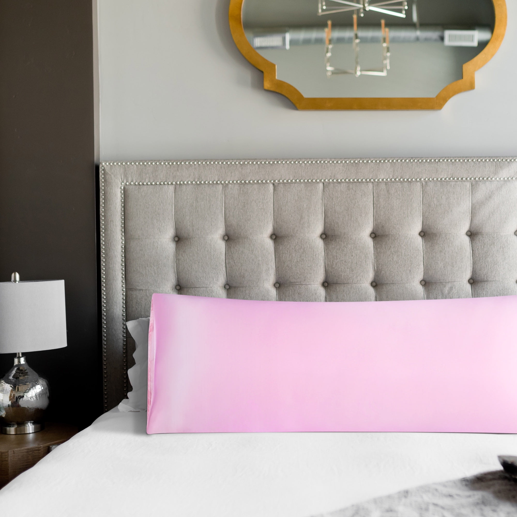 Unique Bargains Luxury Silky Satin Body Pillow Case Light Pink 20" x 54"