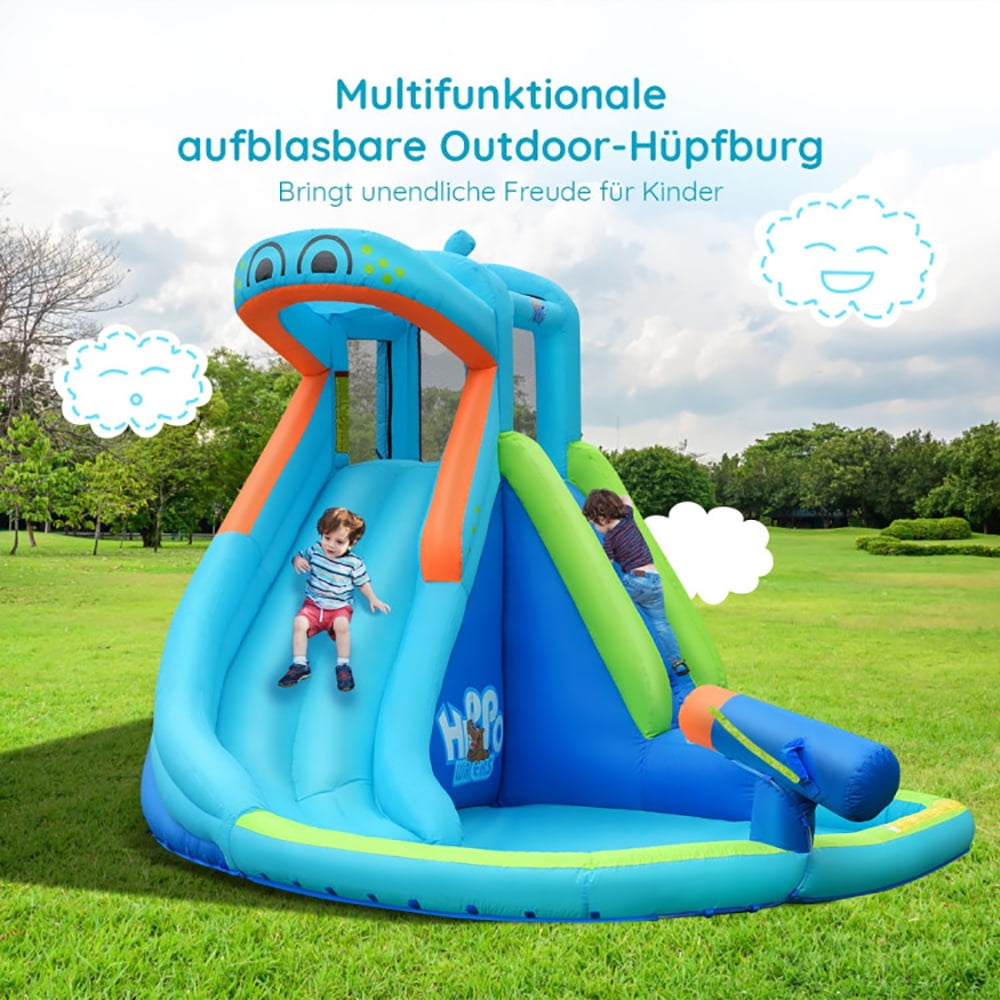 Aimee Lii Inflatable Water Pool with Splash and Slide without Blower, Bounce House Water Slide, Playhouse for Kids Outdoor