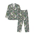 thumbnail image 1 of Fotbe Retro Bunny Floral Pijama de Hombre con Estampado de Manga Larga, Conjunto de 2 Piezas, Ropa de Dormir Suave y Cómoda con Bolsillos-Medium, 1 of 7