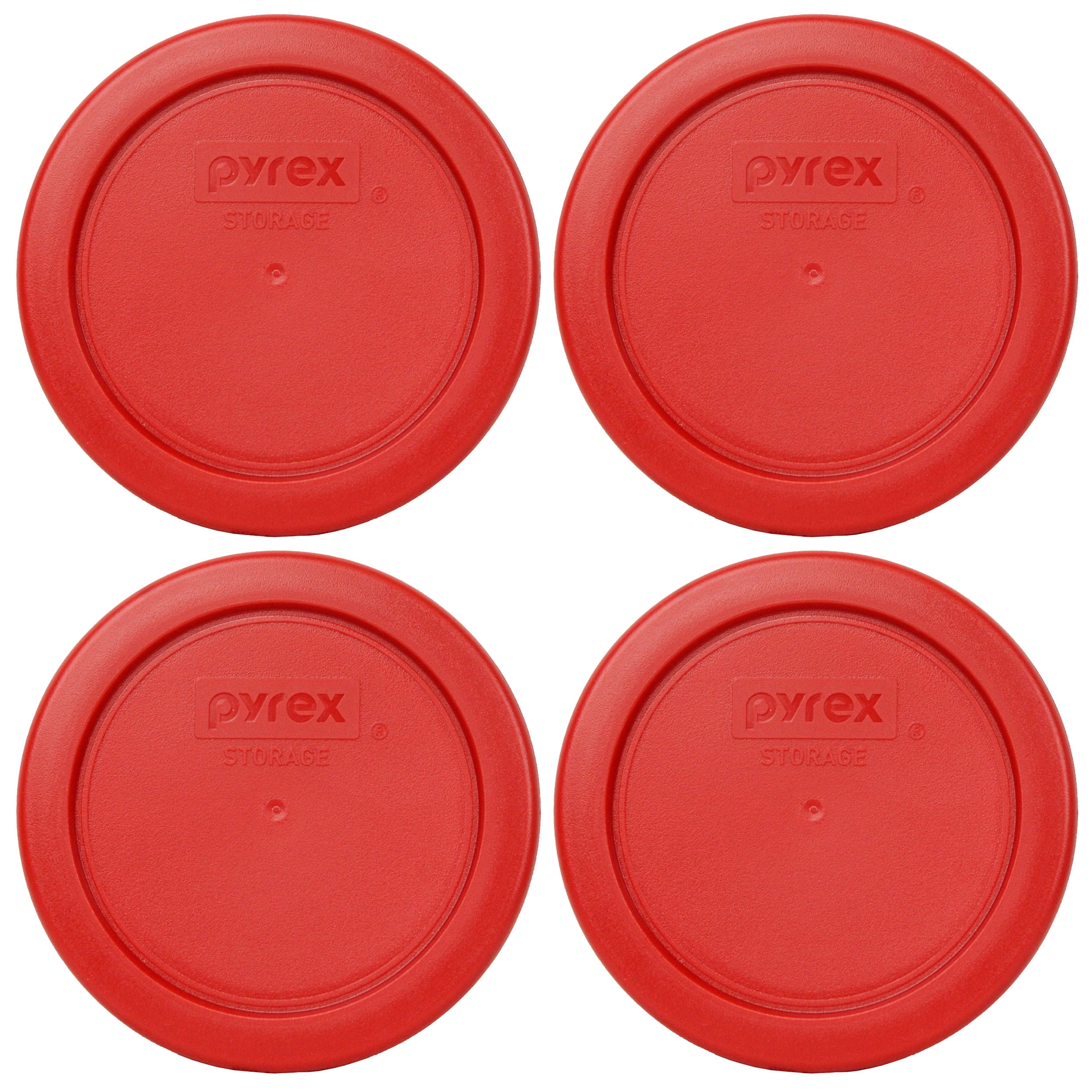 Pyrex 7202PC Poppy Red Plastic Replacement Storage Lid Cover (4Pack