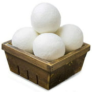 SnugPad XL Wool Dryer Balls, Natural Fabric Softener 100% Organic New Zealand Wool, Anti Static, Lint Free, Odorless, Chemical Free, Reduces Wrinkles, Baby Safe, Save Energy & Time, White 4 Count