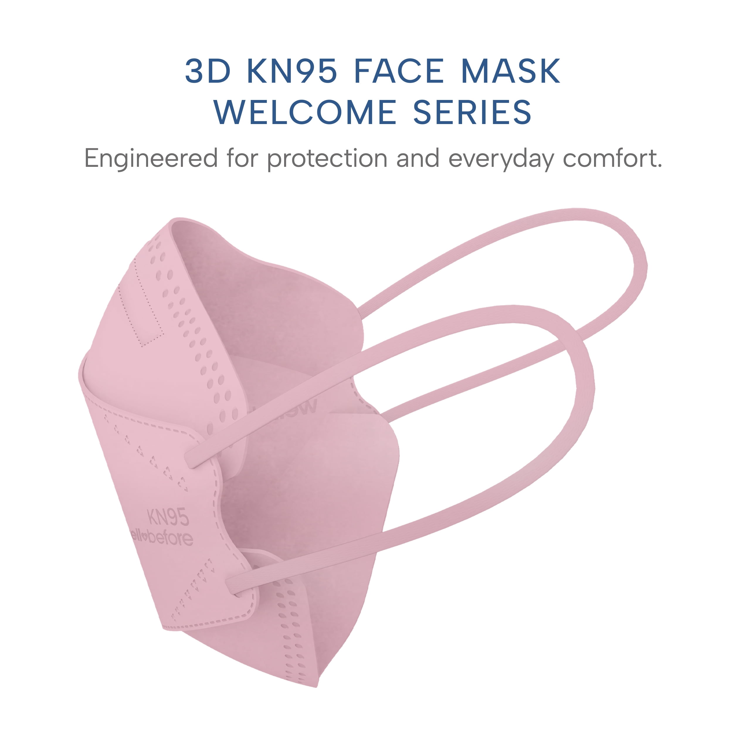 WellBefore Welcome Series KN95 3D Face Mask, Pink, Regular, Pack of 50