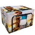 thumbnail image 1 of EREHome hand painted color picture old Storage Bag Clear Window Storage Bins Boxes Large Capacity Foldable Stackable Organizer With Steel Metal Frame For Bedding,Clothes,Closets, Bedrooms, 1 of 3