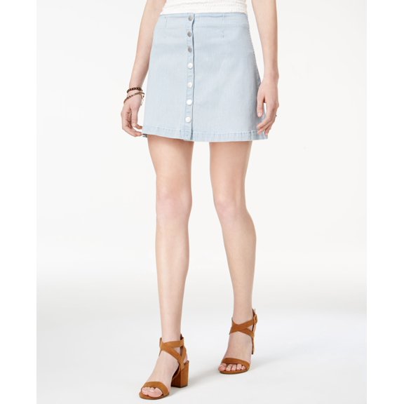 American Rag Juniors' Pinstriped Denim A-Line Skirt Militia Wash 3 Womens