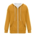 thumbnail image 2 of Gyexs Long Hoodies for Women Casual Long Sleeve Cozy Full Zip Sweatshirt Fall Spring Track Jackets with Pockets, Yellow Size L, 2 of 4