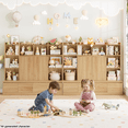 thumbnail image 3 of Homfa 10 Cubes Kids Toy Storage Organizer, 4 Drawers Kids Bookcase and Bookshelf with Doors & Adjustable Shelves for Playroom Kids Room, Natural Color, 3 of 10