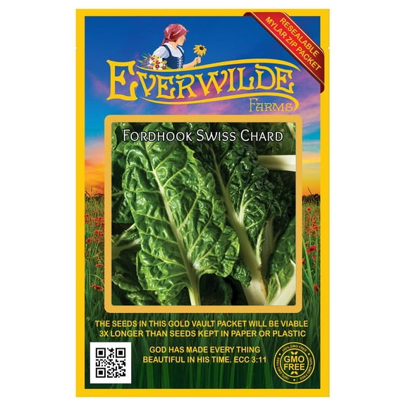 Everwilde Farms - 200 Fordhook Swiss Chard Seeds - Gold Vault Jumbo Bulk Seed Packet