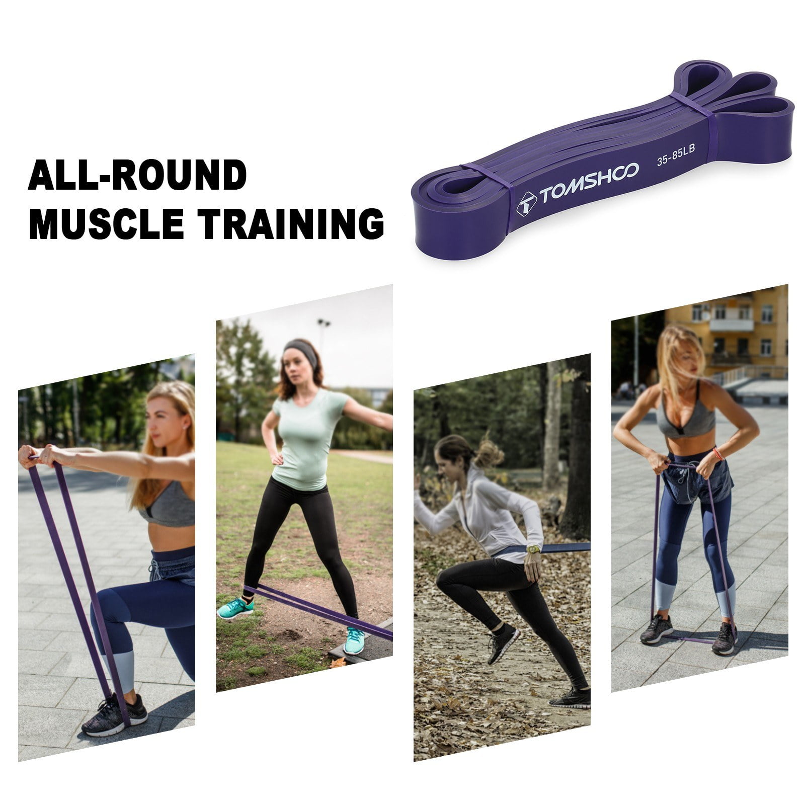 TOMSHOO Resistance Loop Band for Powerlifting with Carry Bag